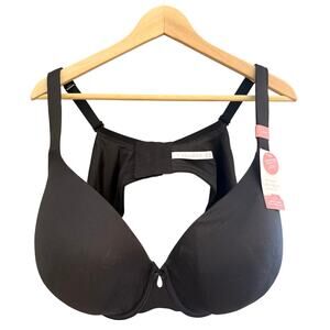 Cacique 46DD Lightly Lined Full Coverage Bra Intuition Collection Black NWT